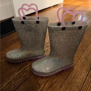 Western Chief Silver Glitter Kids' Rain Boots size 9